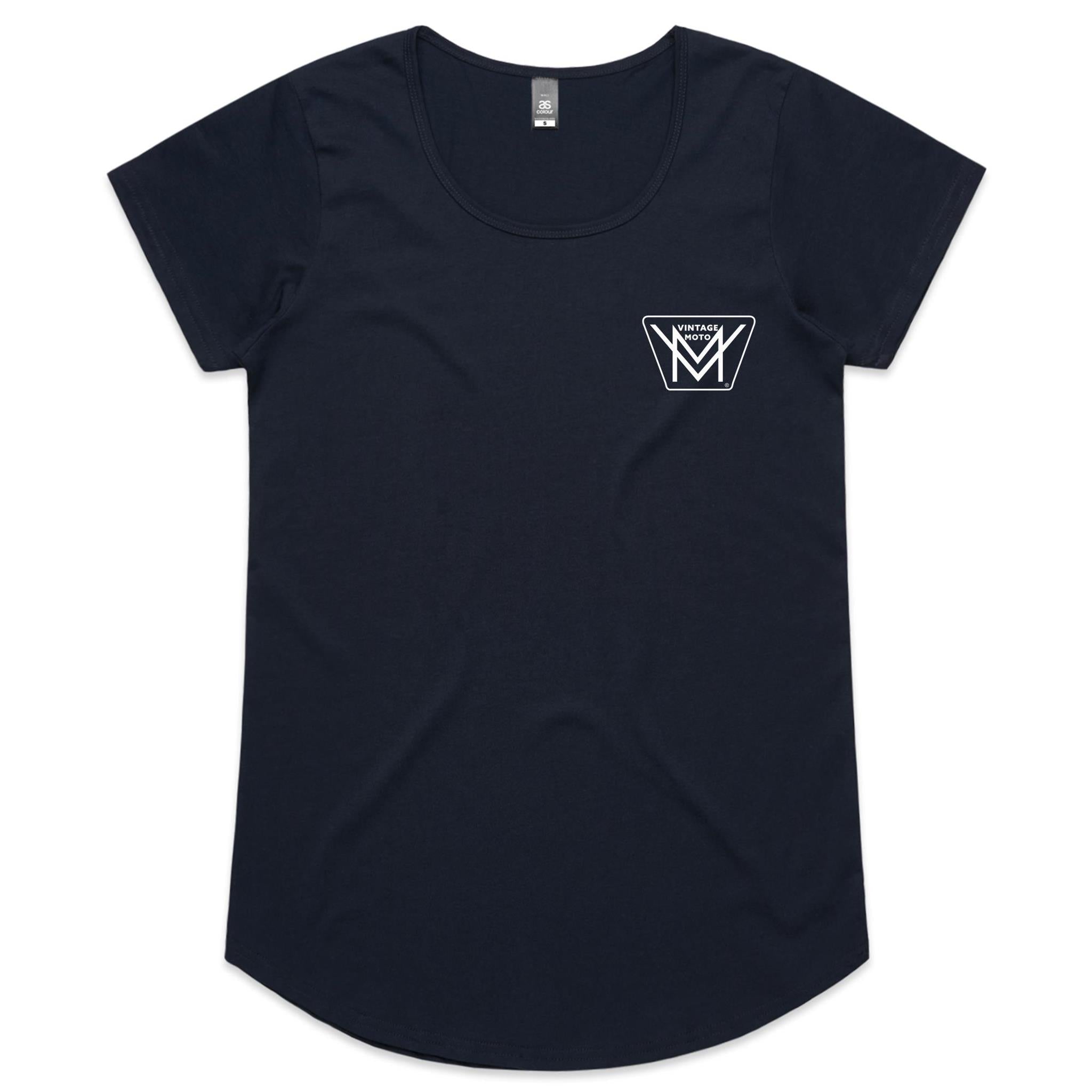 Vintage Moto Womens Scoop Neck Tee Logo Front Only