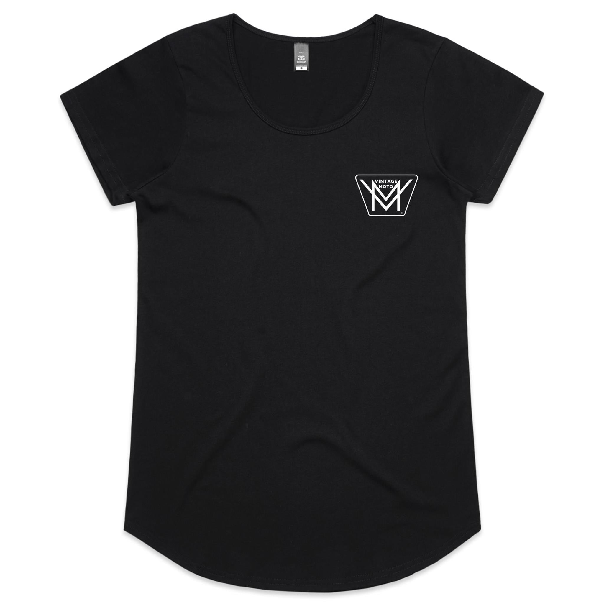 Vintage Moto Womens Scoop Neck Tee Logo Front Only