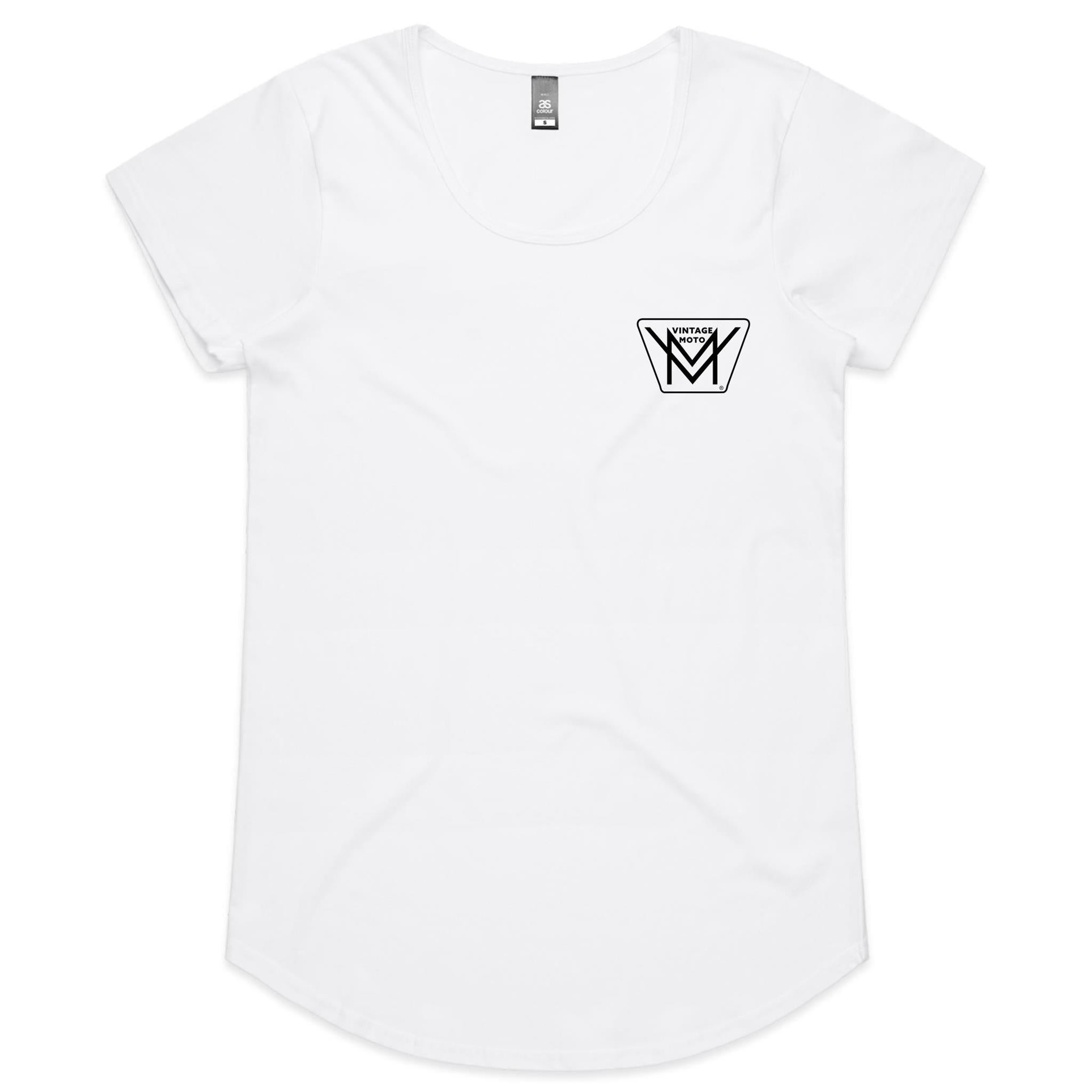Vintage Moto Womens Scoop Neck Tee Logo Front Only